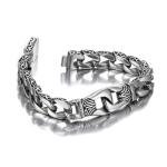 Men’s Black & Silver Stainless Steel Link Bracelet