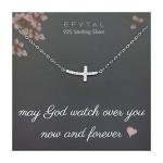 Sideways Cross Necklace in Sterling Silver for Women