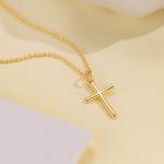14K Gold Minimalist Cross Necklace for Women
