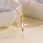 14K Gold Minimalist Cross Necklace for Women