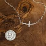 Sideways Cross Necklace in Sterling Silver for Women