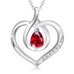 Ruby Infinity Heart Pendant Necklace for Women