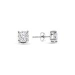 Round Diamond Stud Earrings in Silver for Women