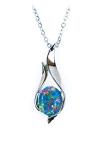 Australian Fire Black Opal Triplet Pendant Necklace