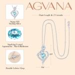 Aquamarine Heart Pendant Necklace for Women