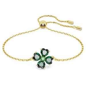 Gold Clover Motif Bracelet with Green Stones