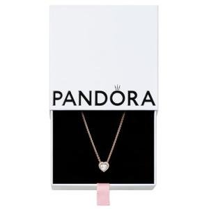 PANDORA Adjustable Sparkling Heart Necklace in Rose Gold