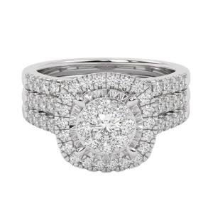 Lab Grown Diamond Halo Bridal Ring Set
