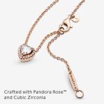 PANDORA Adjustable Sparkling Heart Necklace in Rose Gold