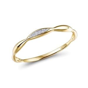 10K Yellow Gold Dainty Diamond Twisted Stacking Ring