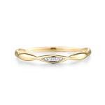 10K Yellow Gold Dainty Diamond Twisted Stacking Ring