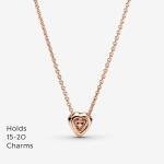 PANDORA Adjustable Sparkling Heart Necklace in Rose Gold
