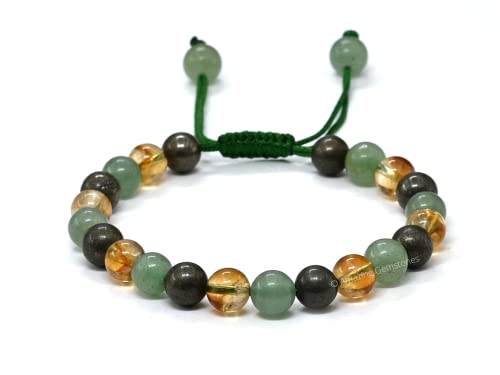 Pyrite Green Aventurine Citrine Wealth Success Bracelet Set