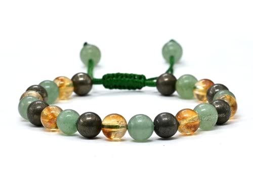 Pyrite Green Aventurine Citrine Wealth Success Bracelet Set