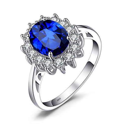 Blue Sapphire Halo Statement Engagement Rings for Women
