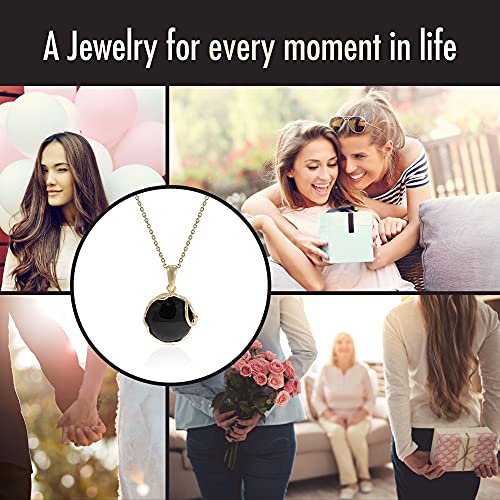 14K Gold Plated Black Onyx Pendant Necklace