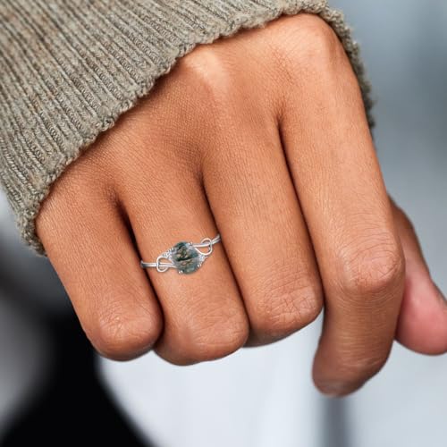 Natural Moss Agate Heart Ring - Agate Jewelry