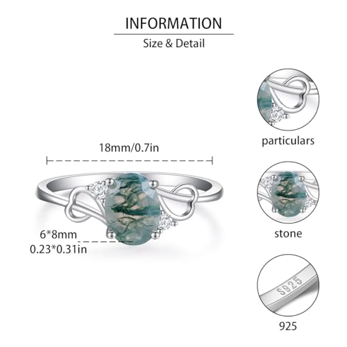 Natural Moss Agate Heart Ring - Agate Jewelry