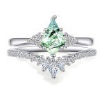 925 Sterling Silver Moss Agate Engagement Promise Ring