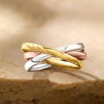 Italian 14kt Tri-Colored Gold Rolling Ring - Size 7