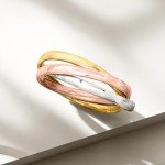Italian 14kt Tri-Colored Gold Rolling Ring - Size 7