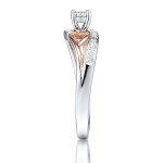 Rose Gold & Silver Diamond Promise Ring, Size 6