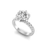 3.75 Carat Round Lab Grown Diamond Halo Engagement Ring