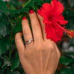 Rose Gold & Silver Diamond Promise Ring, Size 6