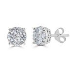 Women's Round Diamond Stud Earrings in Silver