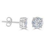 Women's Round Diamond Stud Earrings in Silver