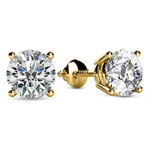 Lab-Grown 1 Carat Diamond Earrings in 14K Gold