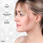 14K Solid Gold Ball Stud Earrings – 3 Pairs