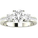 14K White Gold 1.1 Carat Three Stone Engagement Ring