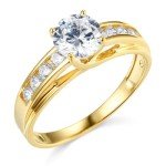 Solid 14k Yellow Gold Engagement Ring - Size 8
