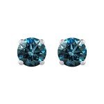 1/2 ct Blue Diamond Stud Earrings in 14K Gold