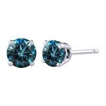 1/2 ct Blue Diamond Stud Earrings in 14K Gold