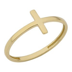10k Yellow Gold High Polish Cross Ring - Size 8