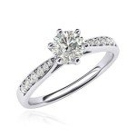 14k White Gold 1.0 CT Simulated Diamond Engagement Ring