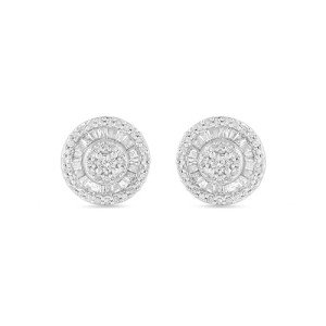 Sterling Silver Diamond Round Stud Earrings 1/2 cttw