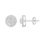 Sterling Silver Diamond Round Stud Earrings 1/2 cttw