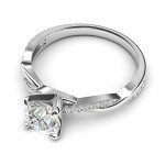 14k White Gold Petite Twisted Vine Diamond Ring