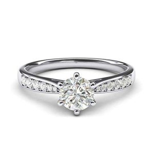 10K White Gold 1.0 CT Simulated Diamond Ring