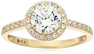 10k Gold Cubic Zirconia Halo Ring - Size 6