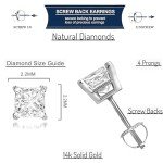 14K White Gold Diamond Accent Princess Earrings