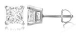 14K White Gold Diamond Accent Princess Earrings
