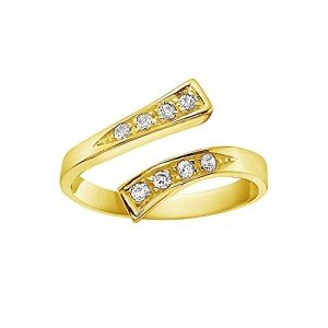 10K Yellow Gold Adjustable Crossover CZ Ring