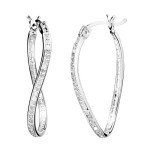 Diamond Hoop Earrings in Sterling Silver - 1 Inch