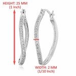 Diamond Hoop Earrings in Sterling Silver - 1 Inch