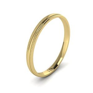 Unisex 14k Yellow Gold Light Court Wedding Ring