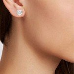 Heart-Shaped Diamond Stud Earrings in Sterling Silver